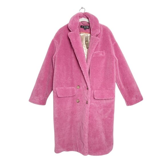J. Crew Women's Relaxed Sherpa Blend Topcoat in Dusty Bloom - Sz S - NWT - Picture 1 of 12